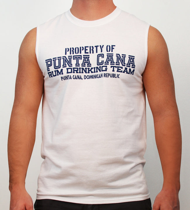 Hot Penguin Ltd. Property of Punta Cana Drinking Team sleeveless shirt for men, Punta Cana Collection - Hot Penguin, Ltd.