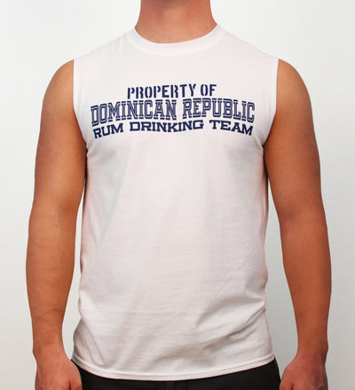 Hot Penguin Ltd. Property of Dominican Republic Drinking Team sleeveless shirt for men, Dominican Republic Collection - Hot Penguin, Ltd.