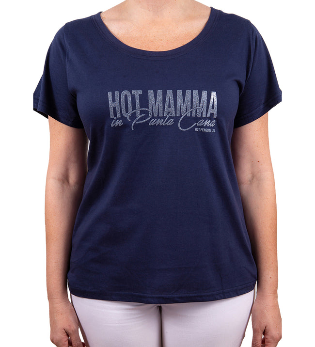 Hot Penguin, Ltd. Hot Mamma in Punta Cana t-shirt in navy blue, Punta Cana collection