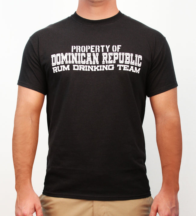 Hot Penguin, Ltd. Property of Dominican Republic Rum Drinking Team t-shirt for men in black